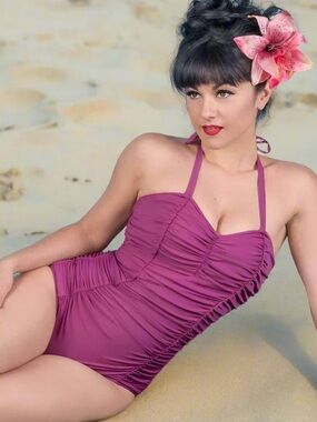 Tatyana Ruched Plum One-Piece Swimsuit